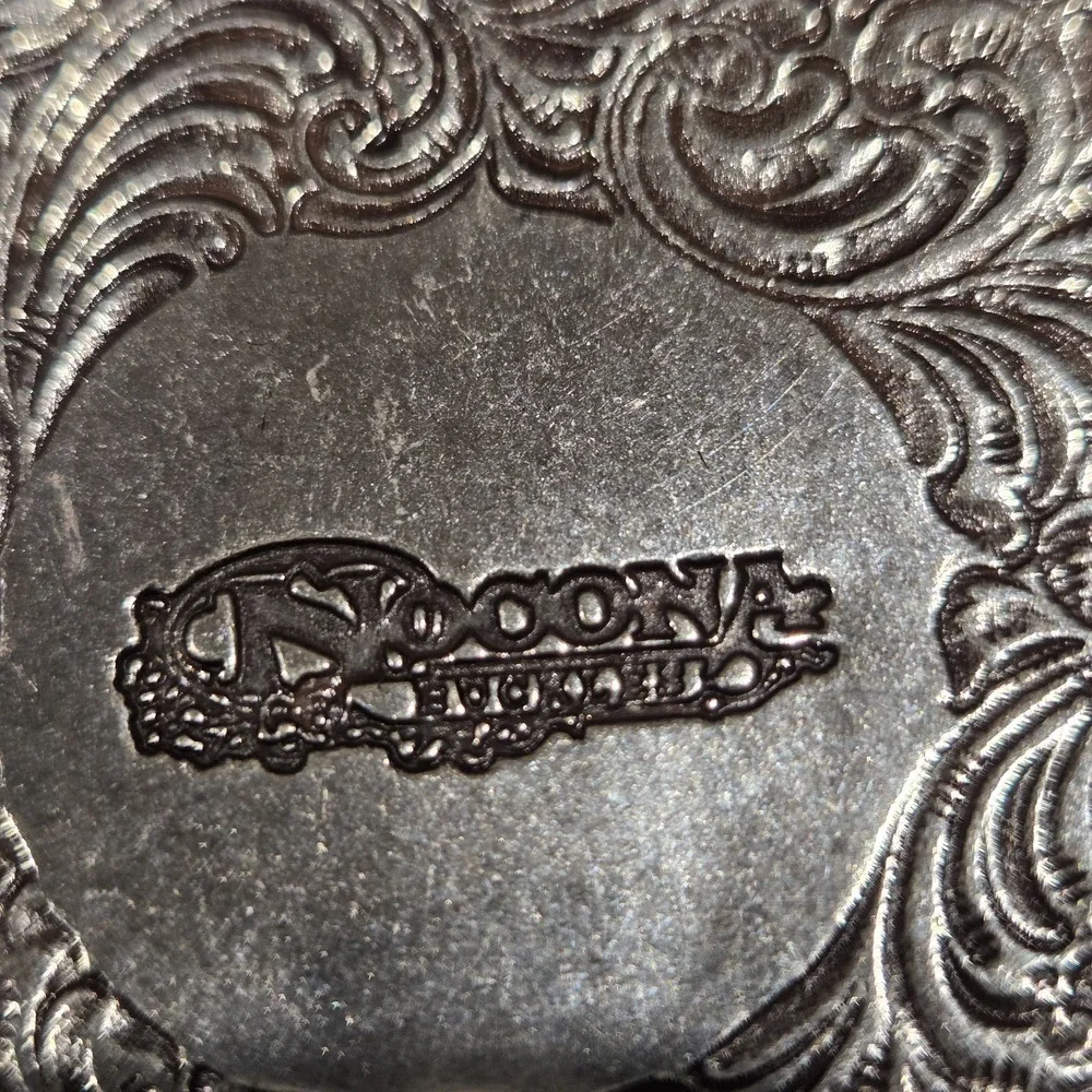 Western Longhorn Steer Head Pewter Tone Belt Buckle Geometric Design
